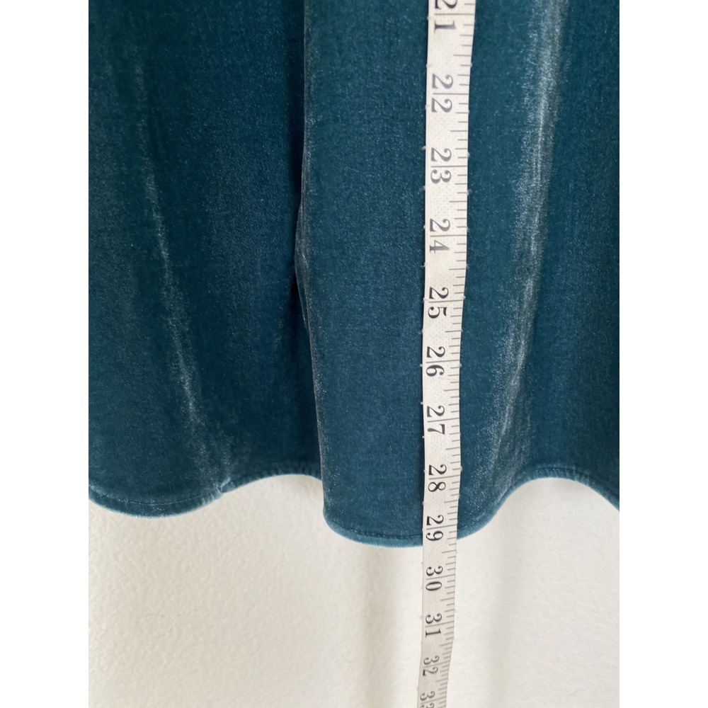 Soft Surroundings Teal Blue Velvet Button Down Shirt Petite PXL Soft Luxe S - Picture 6 of 8